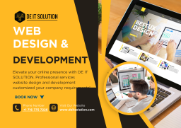 Dark Blue and Yellow Modern Custom Website Design Poster